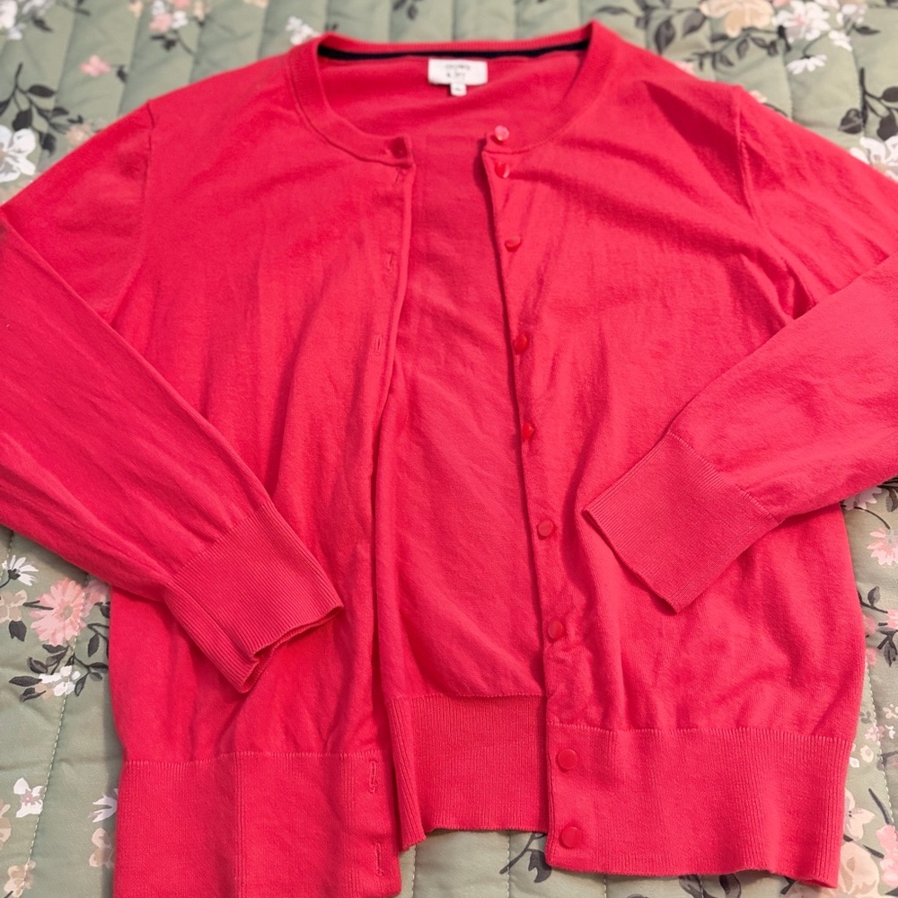 Crown & Ivy Vibrant Red Cardigan Sweater